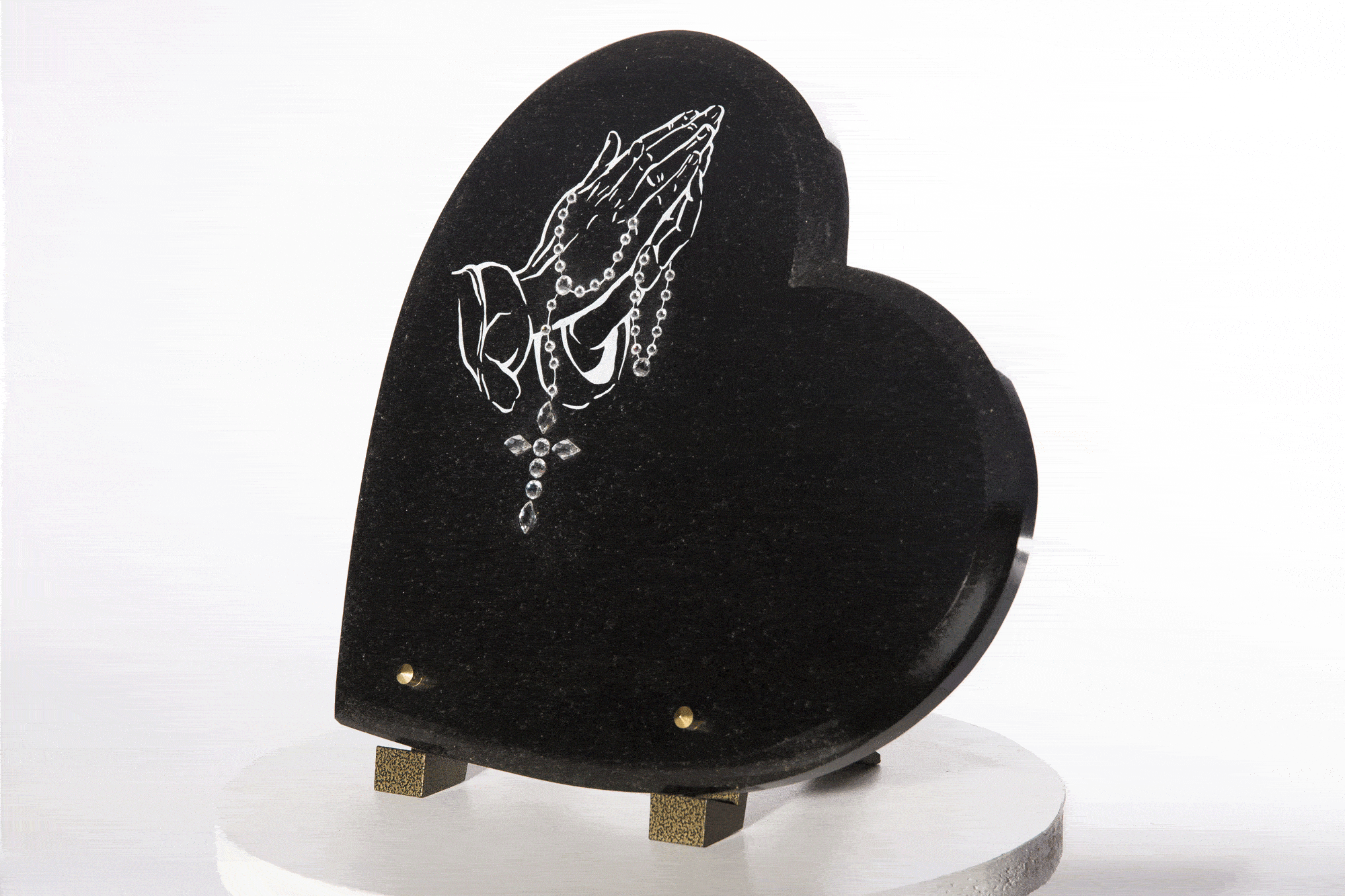 Plaque funéraire sur mesure avec photo Mains cœur