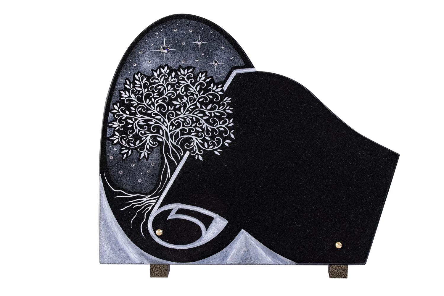 Plaque funéraire en granit noir arbre de vie - L'atelier des plaques